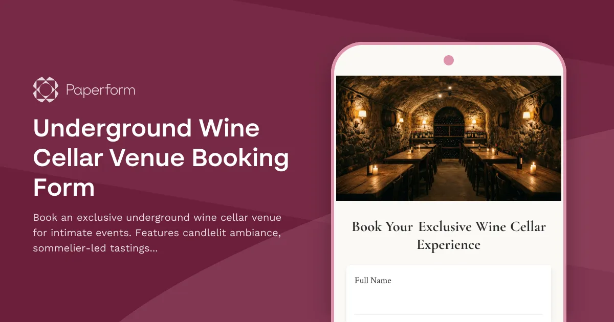 Underground Wine Cellar Venue Booking Form