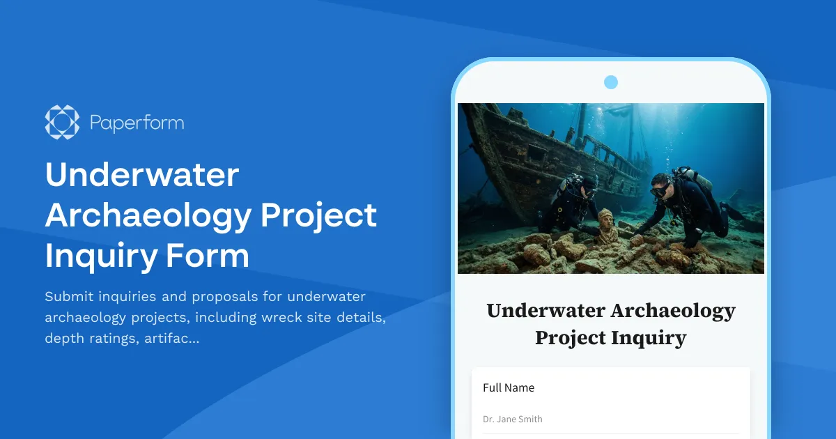 Underwater Archaeology Project Inquiry Form