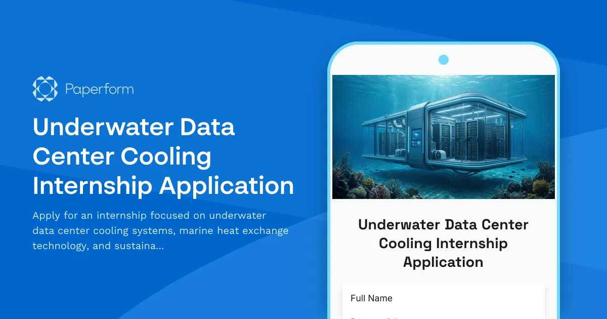 Underwater Data Center Cooling Internship Application