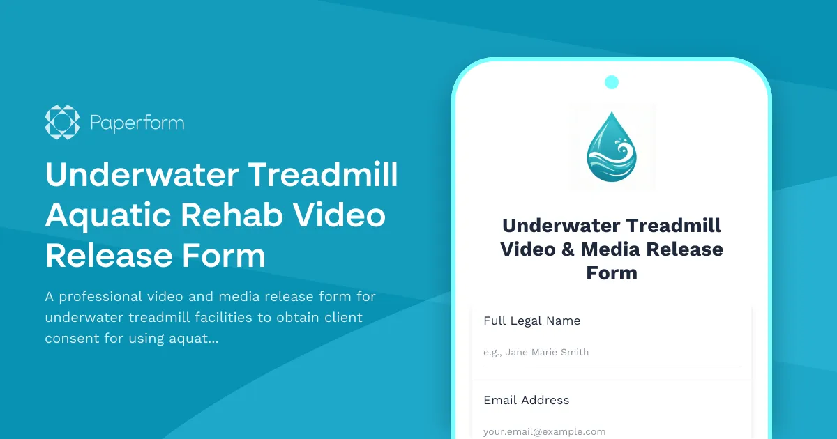 Underwater Treadmill Aquatic Rehab Video Release Form