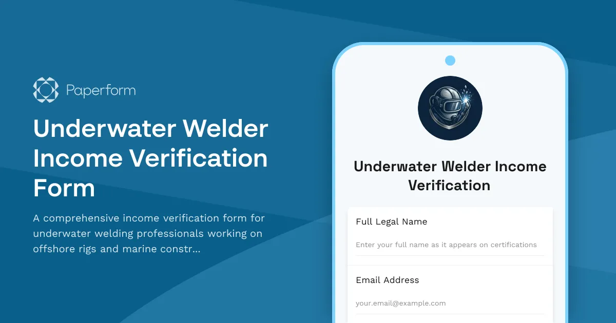Underwater Welder Income Verification Form