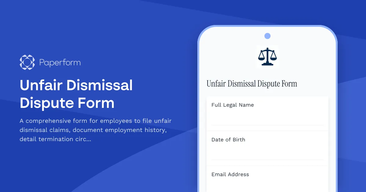Unfair Dismissal Dispute Form