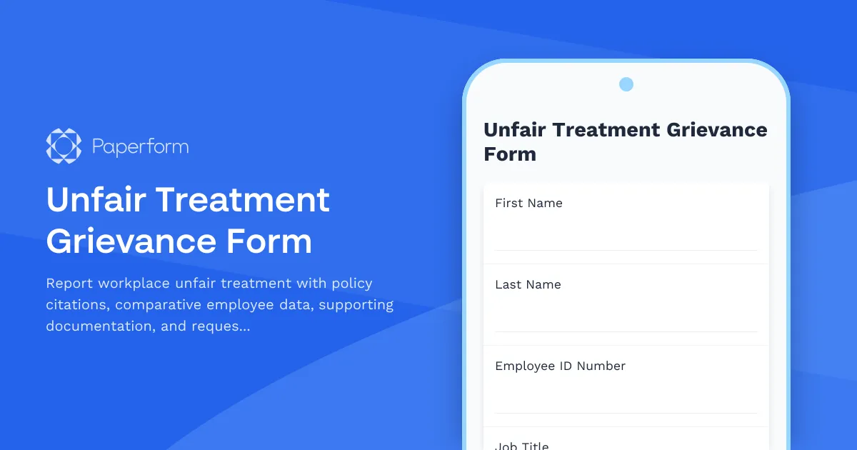 Unfair Treatment Grievance Form