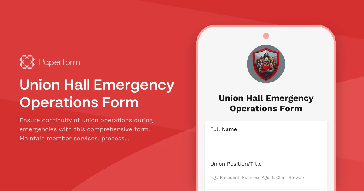 Union Hall Emergency Operations Form