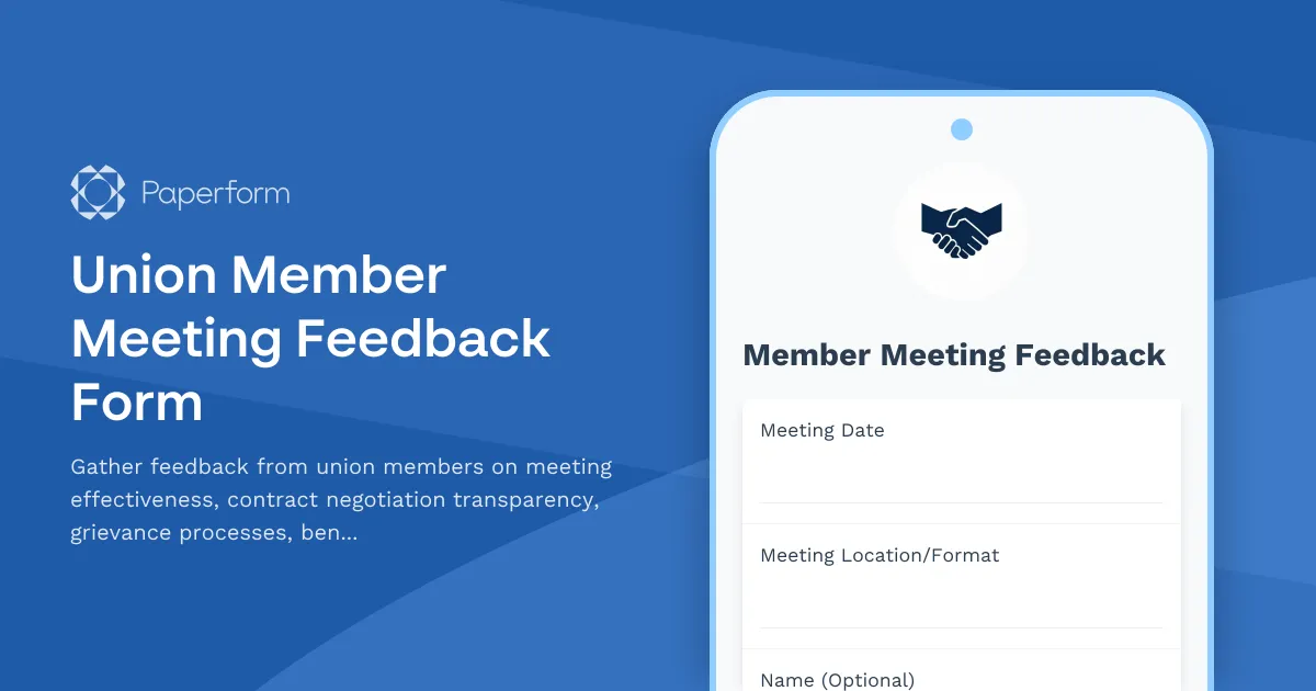 Union Member Meeting Feedback Form