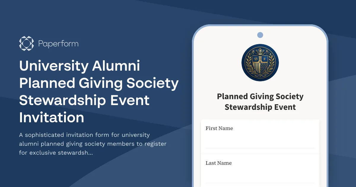 University Alumni Planned Giving Society Stewardship Event Invitation