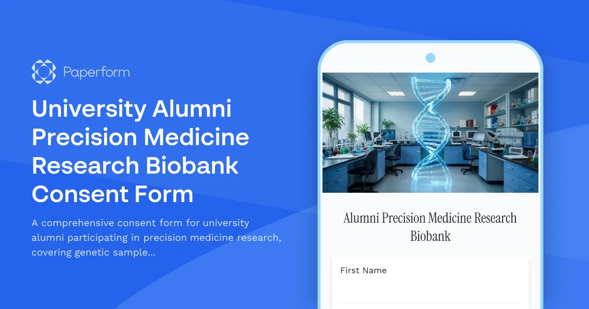 University Alumni Precision Medicine Research Biobank Consent Form