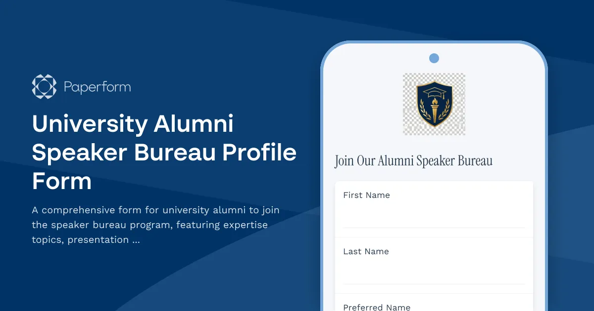 University Alumni Speaker Bureau Profile Form