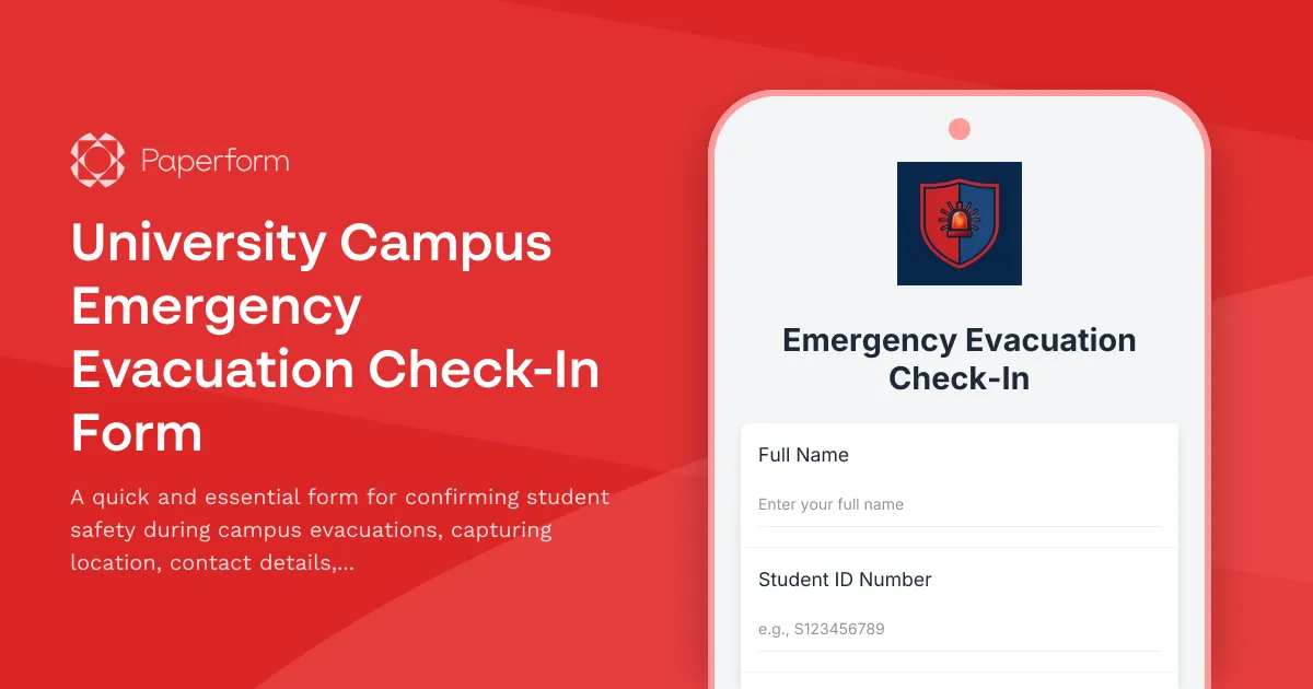 University Campus Emergency Evacuation Check-In Form