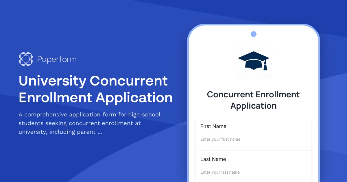 University Concurrent Enrollment Application