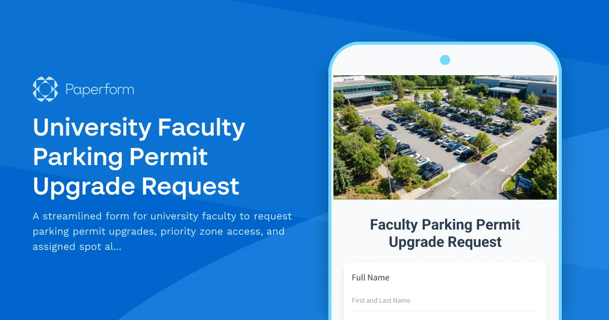 University Faculty Parking Permit Upgrade Request