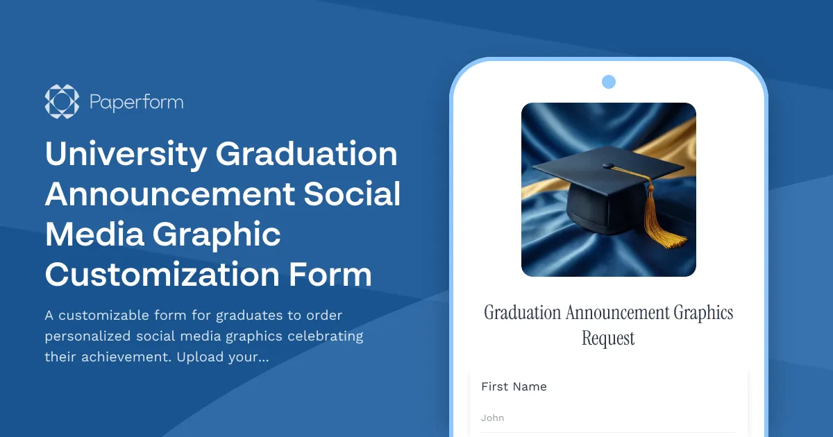 University Graduation Announcement Social Media Graphic Customization Form