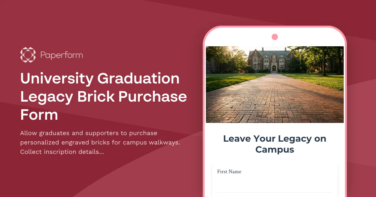 University Graduation Legacy Brick Purchase Form