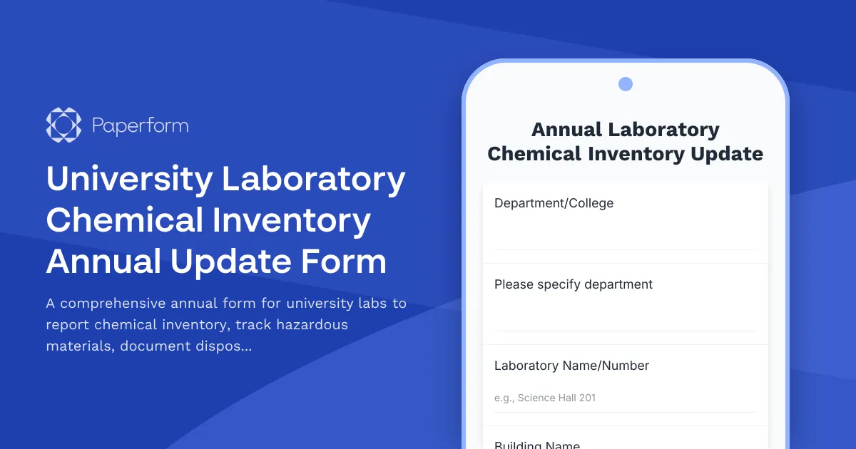 University Laboratory Chemical Inventory Annual Update Form