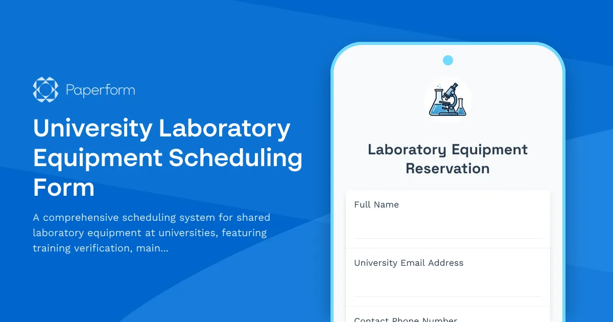 University Laboratory Equipment Scheduling Form