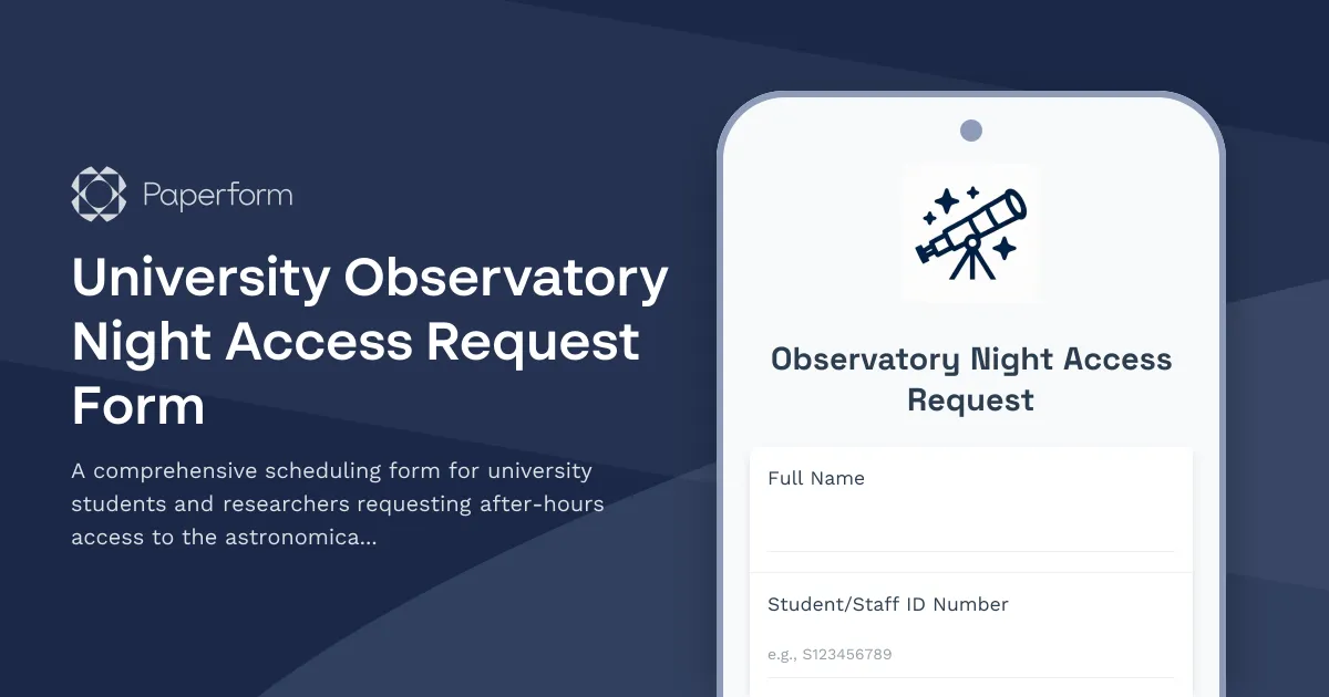 University Observatory Night Access Request Form