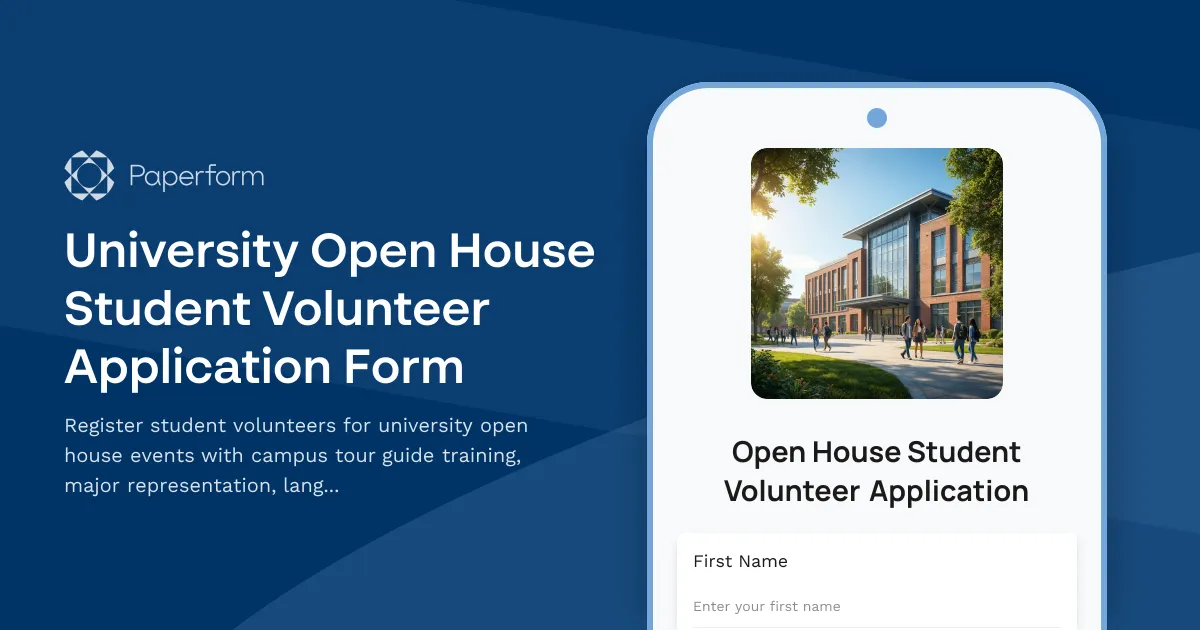 University Open House Student Volunteer Application Form