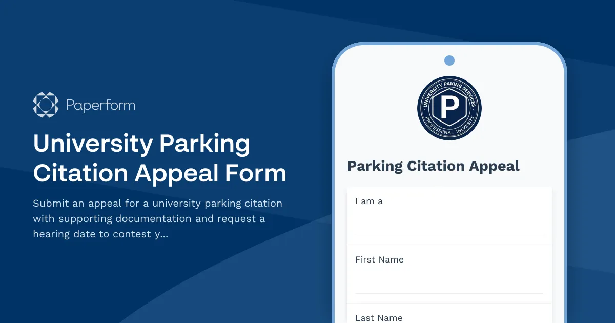University Parking Citation Appeal Form