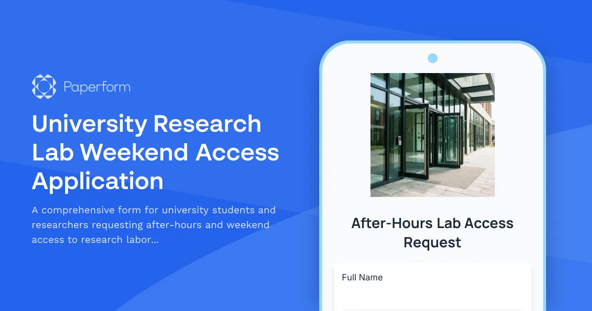 University Research Lab Weekend Access Application