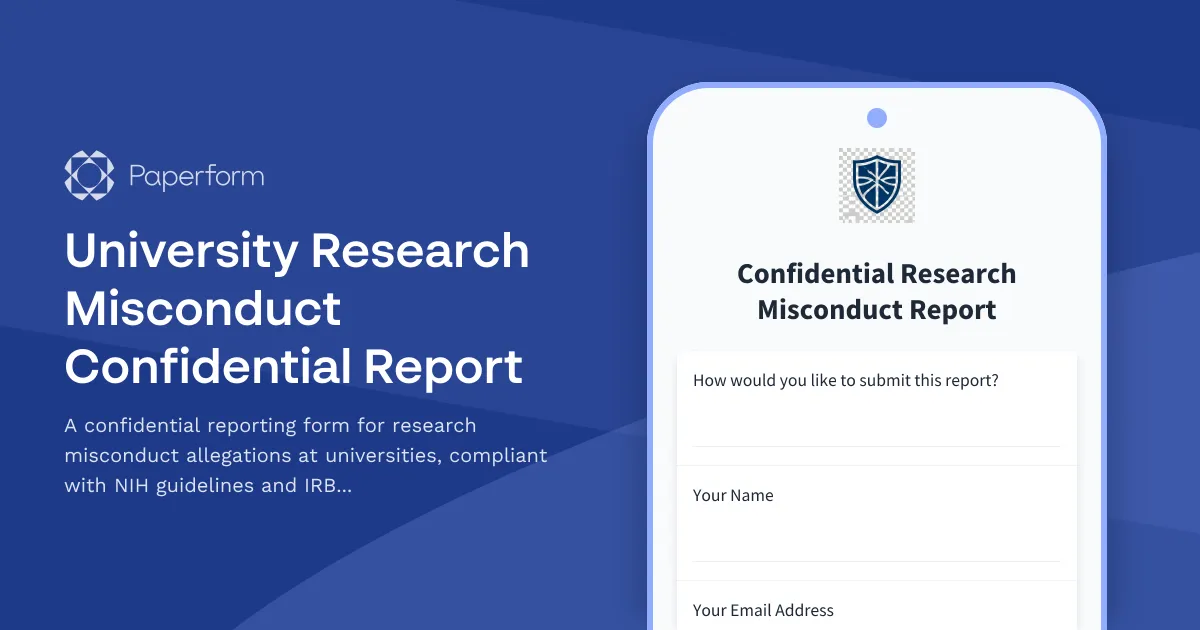 University Research Misconduct Confidential Report