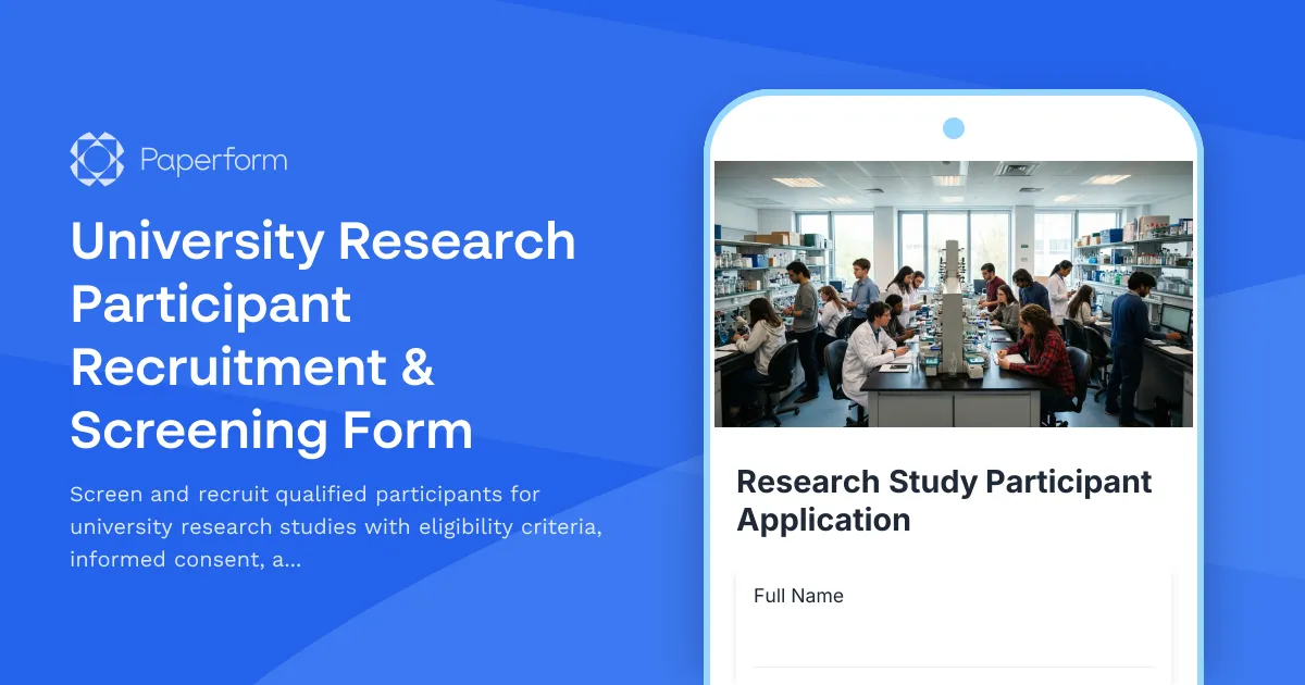 University Research Participant Recruitment & Screening Form
