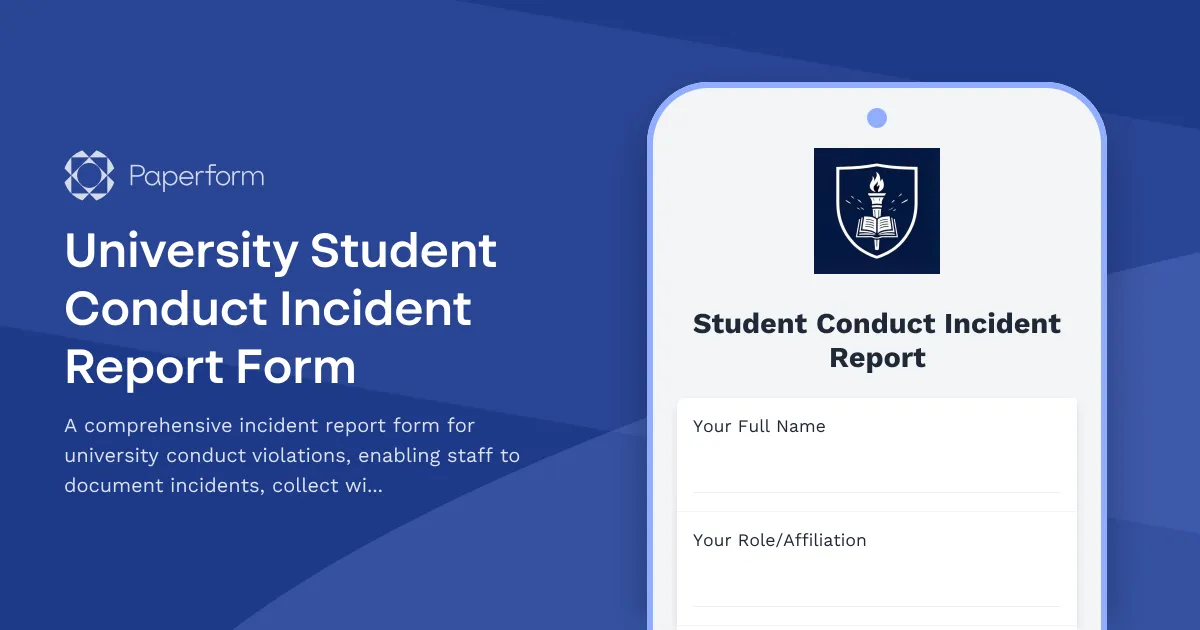University Student Conduct Incident Report Form