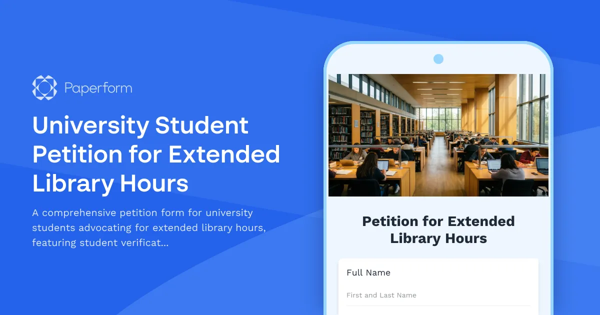 University Student Petition for Extended Library Hours