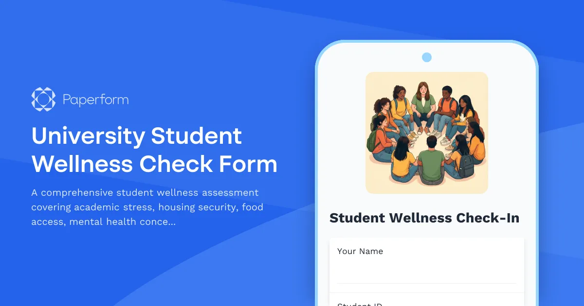University Student Wellness Check Form