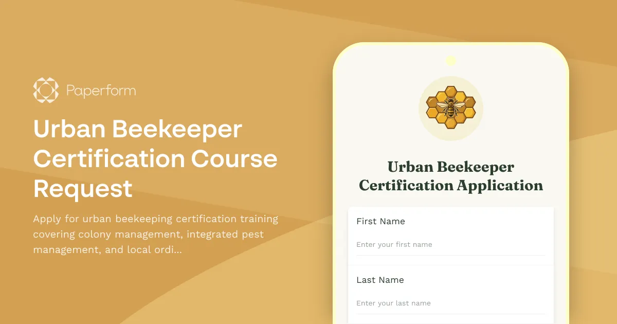 Urban Beekeeper Certification Course Request