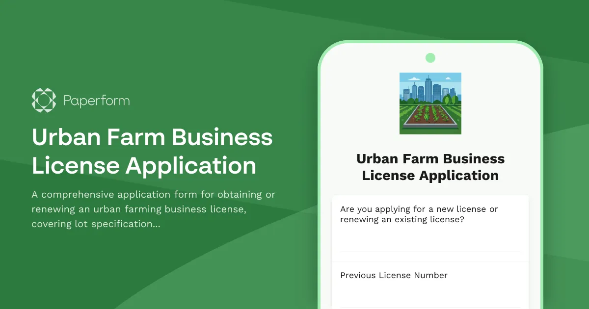 Urban Farm Business License Application