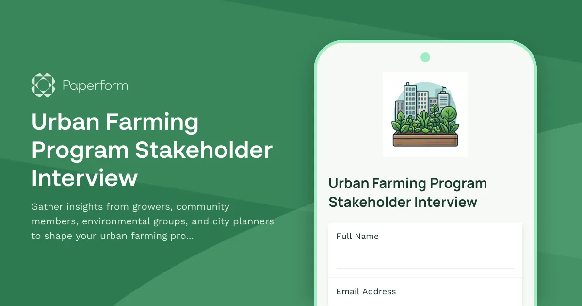 Urban Farming Program Stakeholder Interview