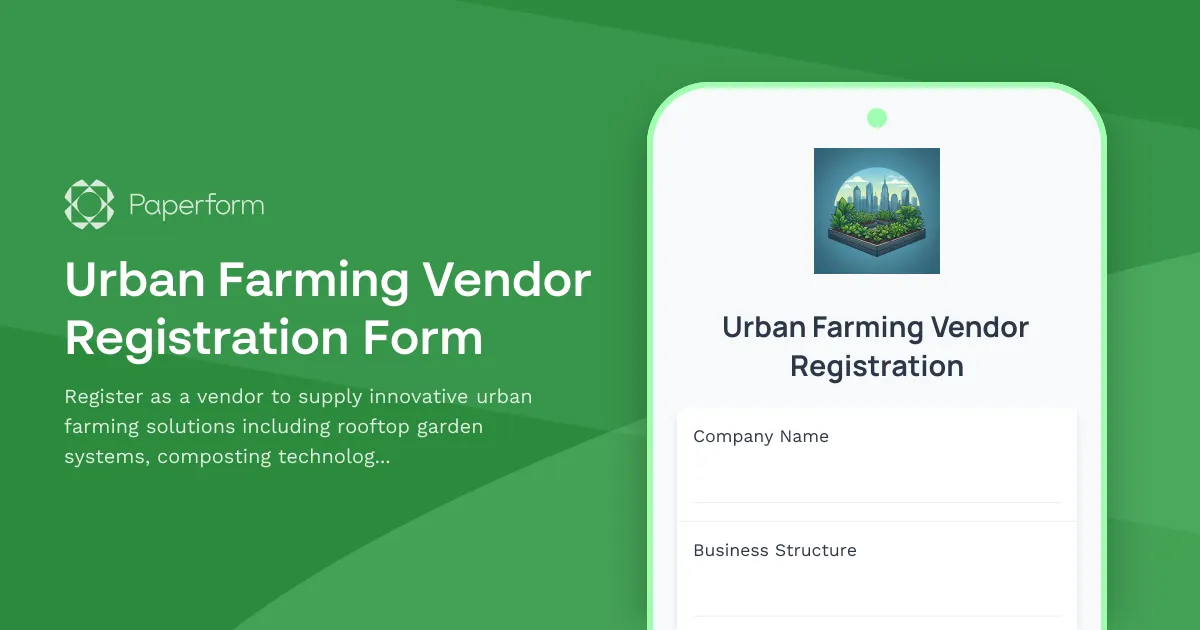 Urban Farming Vendor Registration Form