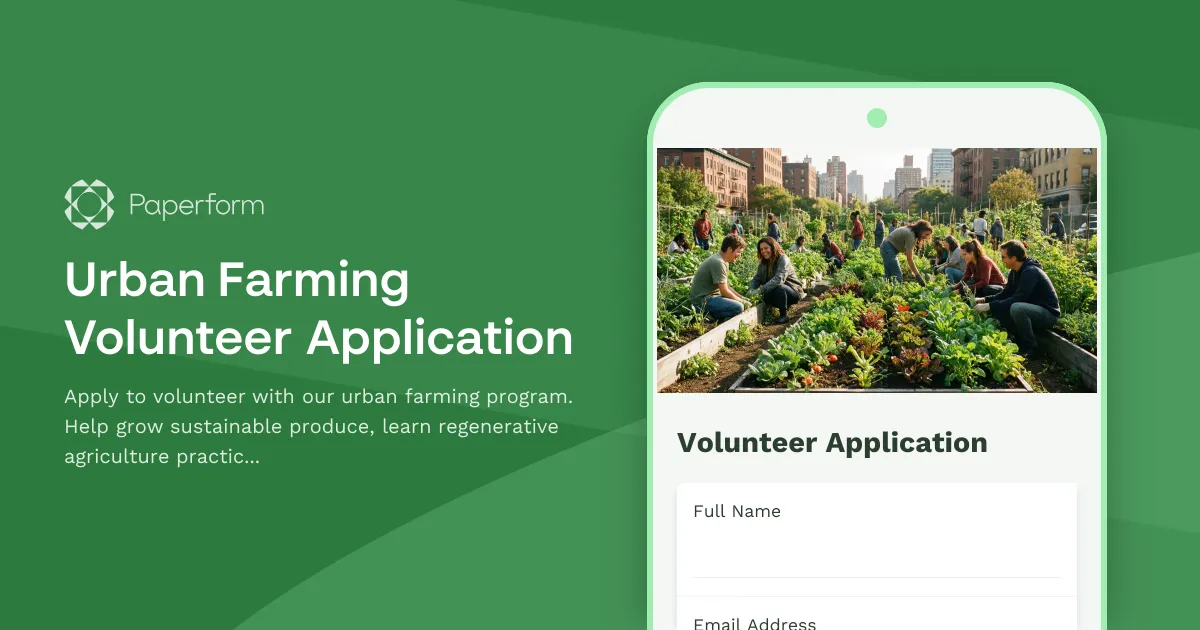 Urban Farming Volunteer Application