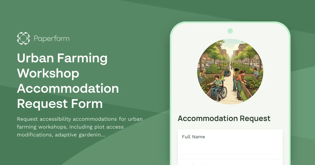 Urban Farming Workshop Accommodation Request Form