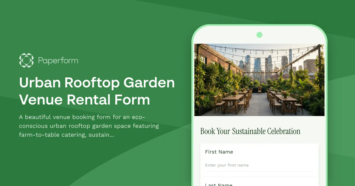 Urban Rooftop Garden Venue Rental Form