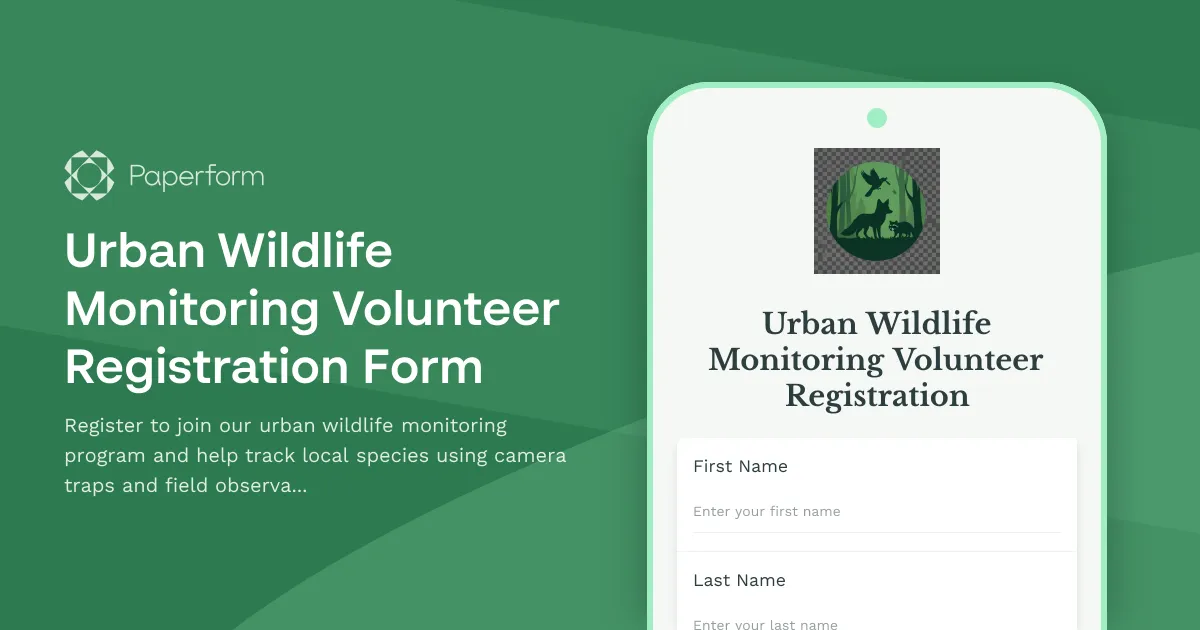 Urban Wildlife Monitoring Volunteer Registration Form