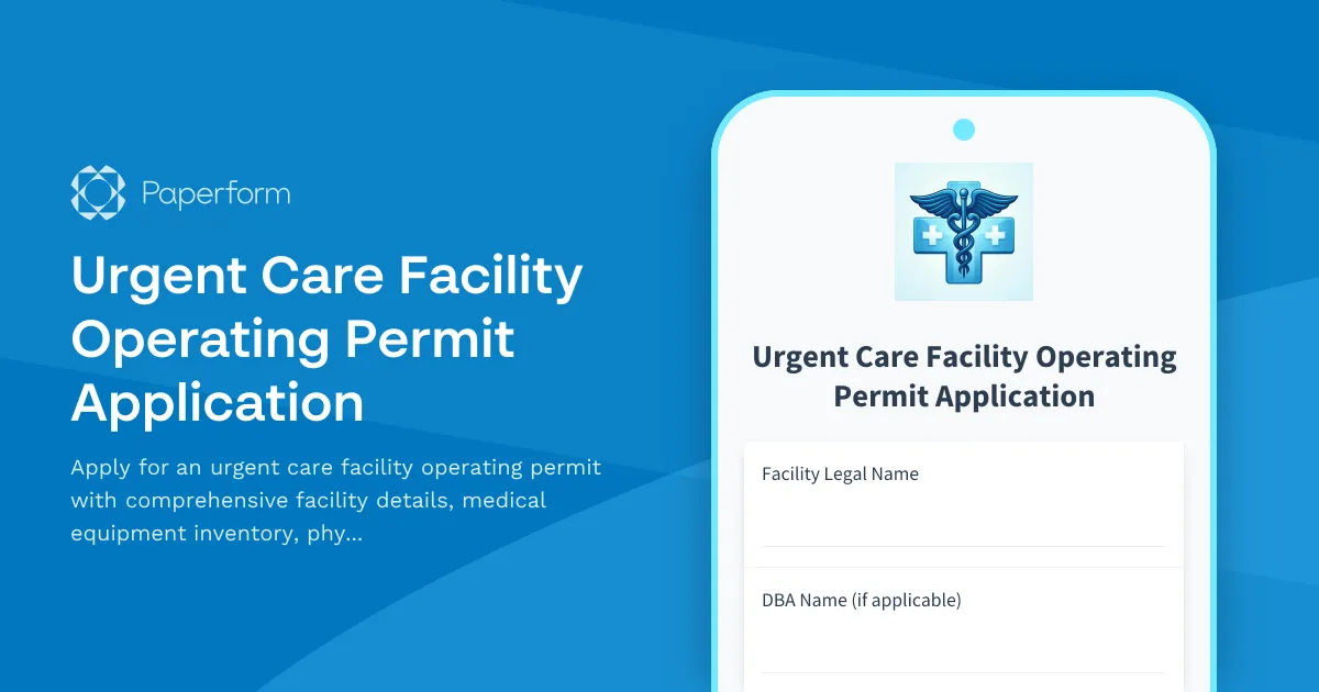 Urgent Care Facility Operating Permit Application