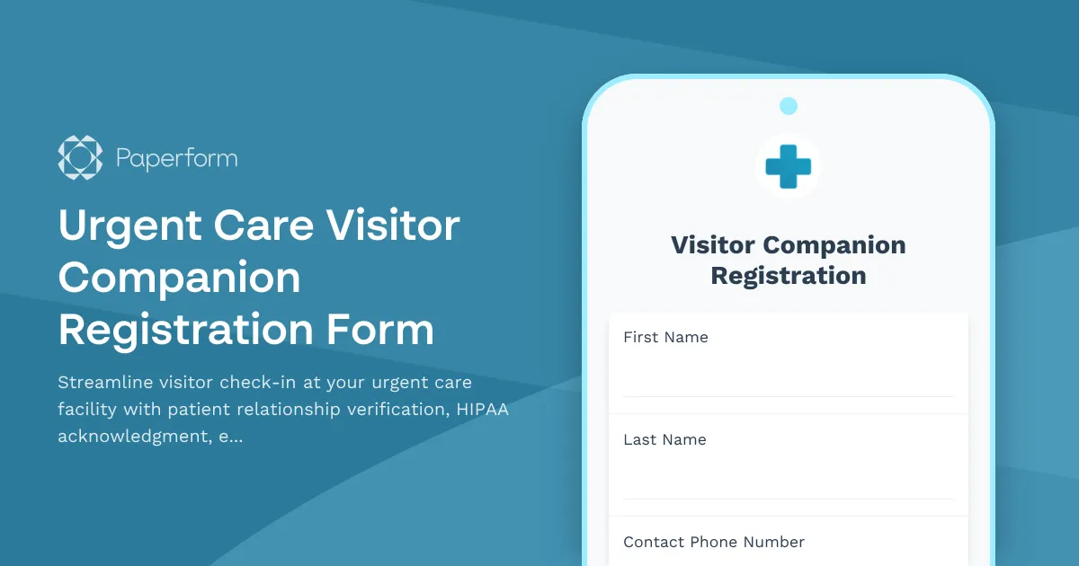 Urgent Care Visitor Companion Registration Form