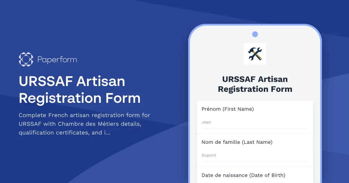 URSSAF Artisan Registration Form