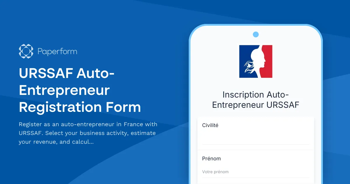 URSSAF Auto-Entrepreneur Registration Form