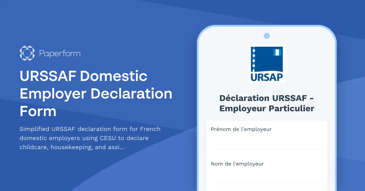 URSSAF Domestic Employer Declaration Form