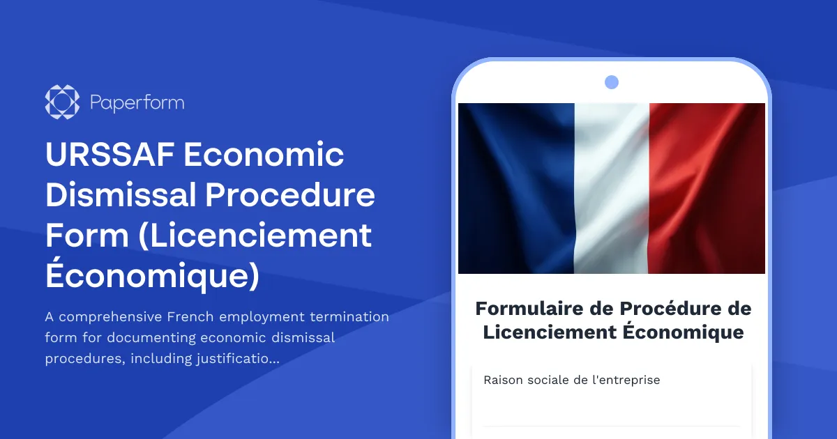 URSSAF Economic Dismissal Procedure Form (Licenciement Économique)