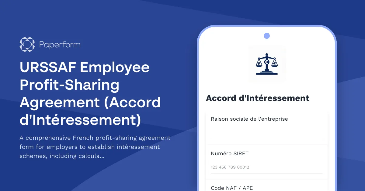 URSSAF Employee Profit-Sharing Agreement (Accord d'Intéressement)