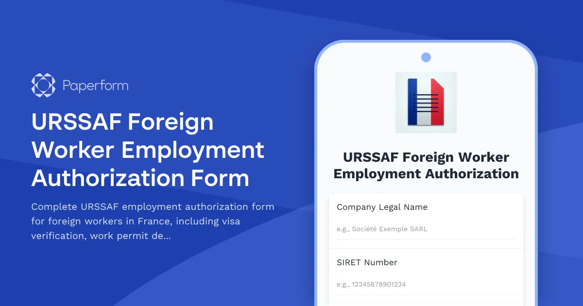 URSSAF Foreign Worker Employment Authorization Form