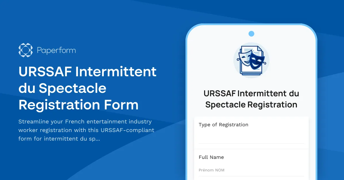 URSSAF Intermittent du Spectacle Registration Form