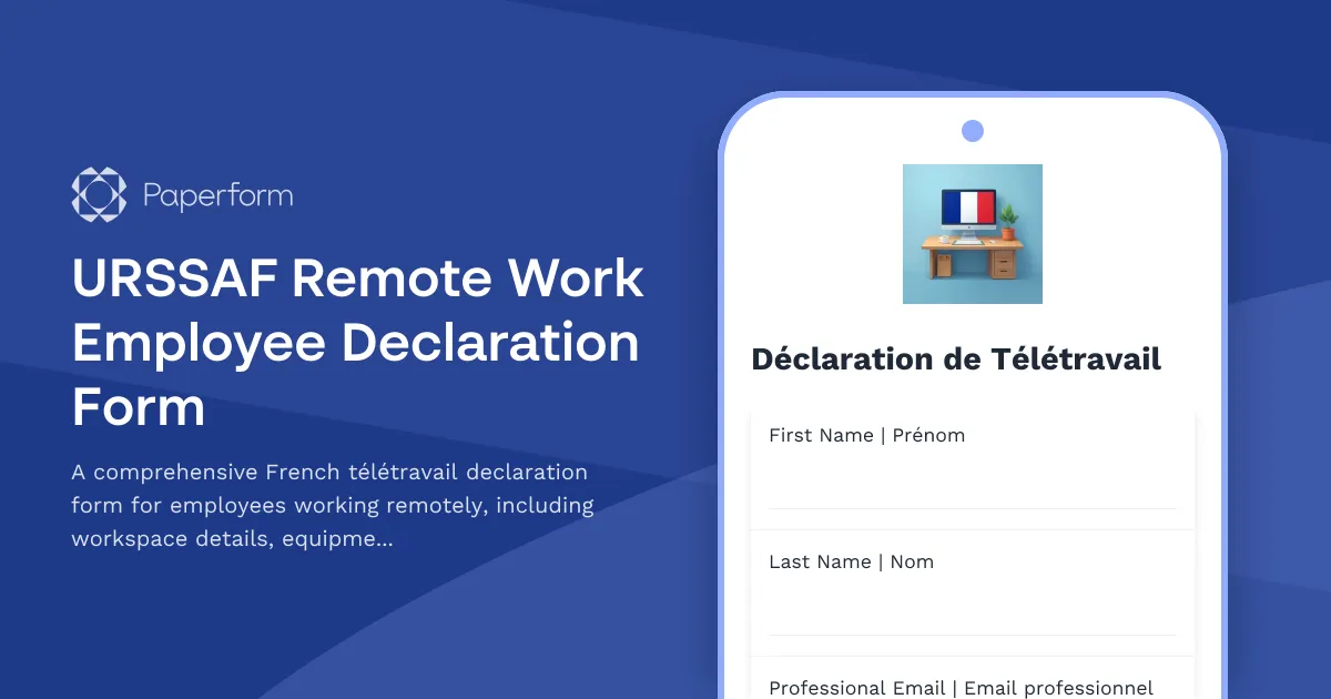 URSSAF Remote Work Employee Declaration Form