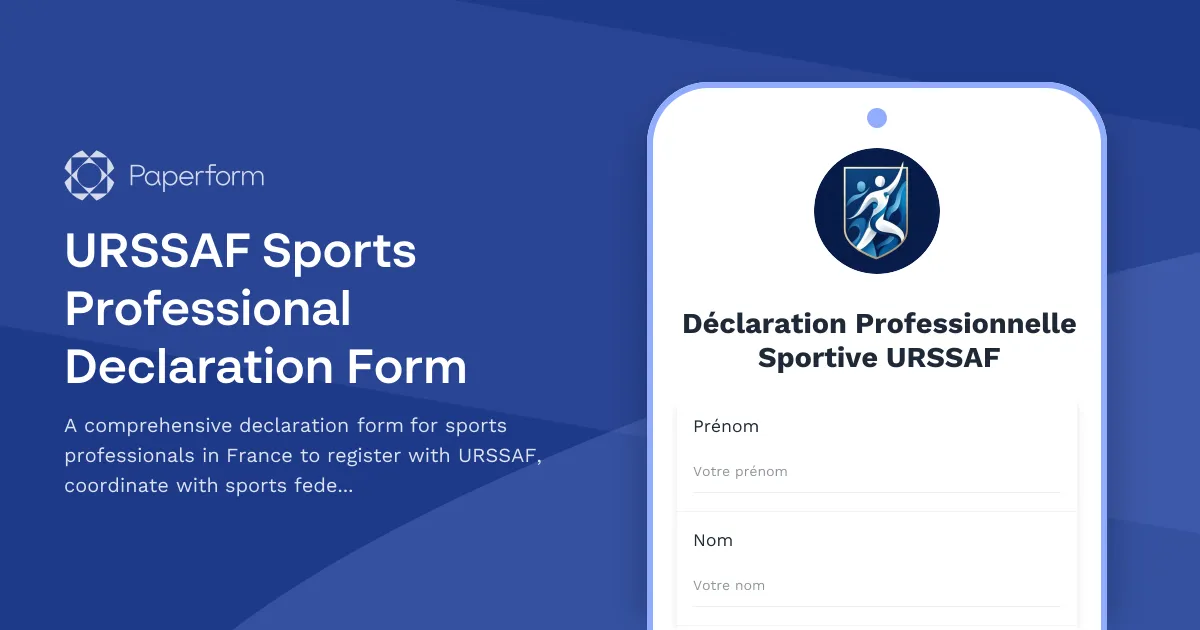 URSSAF Sports Professional Declaration Form