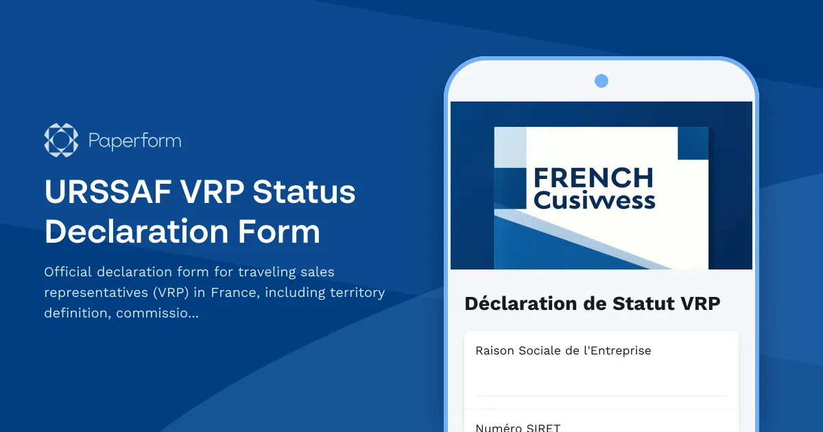 URSSAF VRP Status Declaration Form