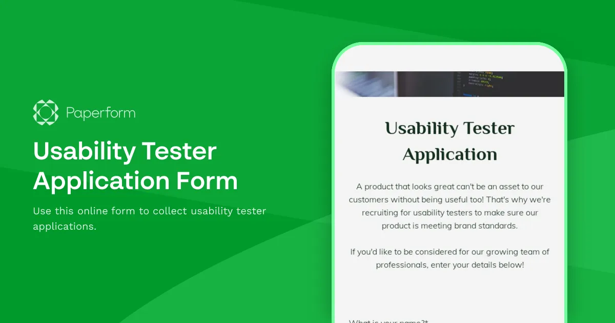 Usability Tester Application Form