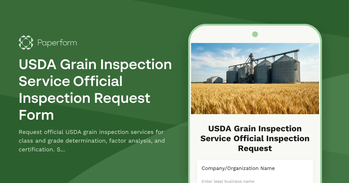 USDA Grain Inspection Service Official Inspection Request Form